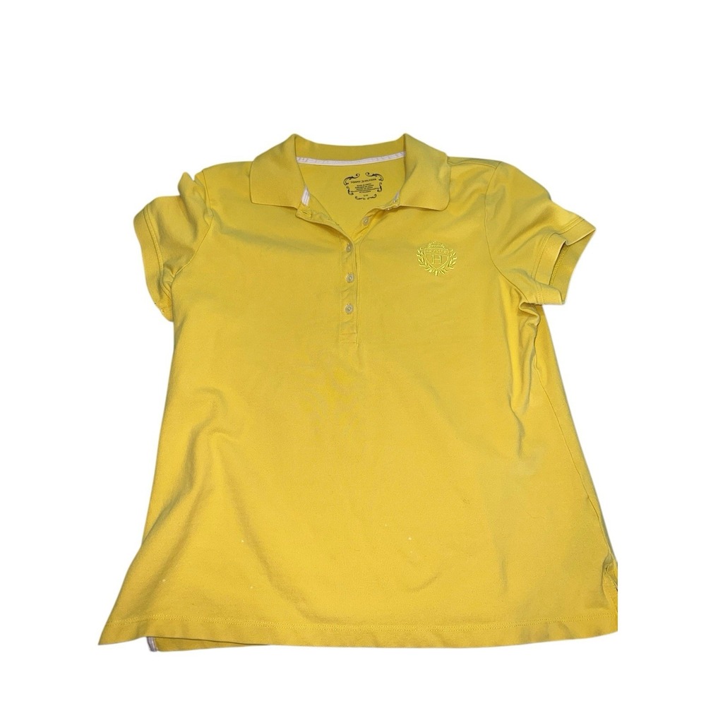 Tommy Hilfiger Polo Shirt Large Adult Yellow Casual Golf Cotton Womens Large